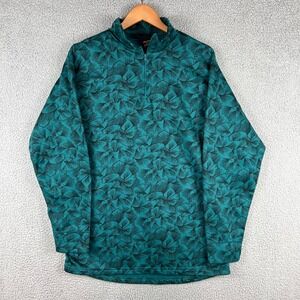 Vintage REI Fleece Pullover Sweater Mens XL‎ Green Floral Tree Allover Print USA
